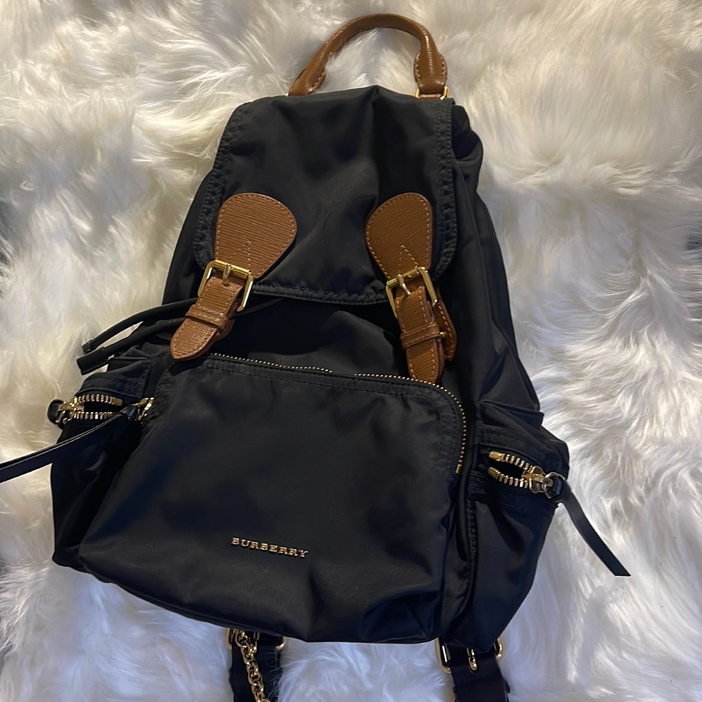 Burberry medium rucksack nylon leather backpack